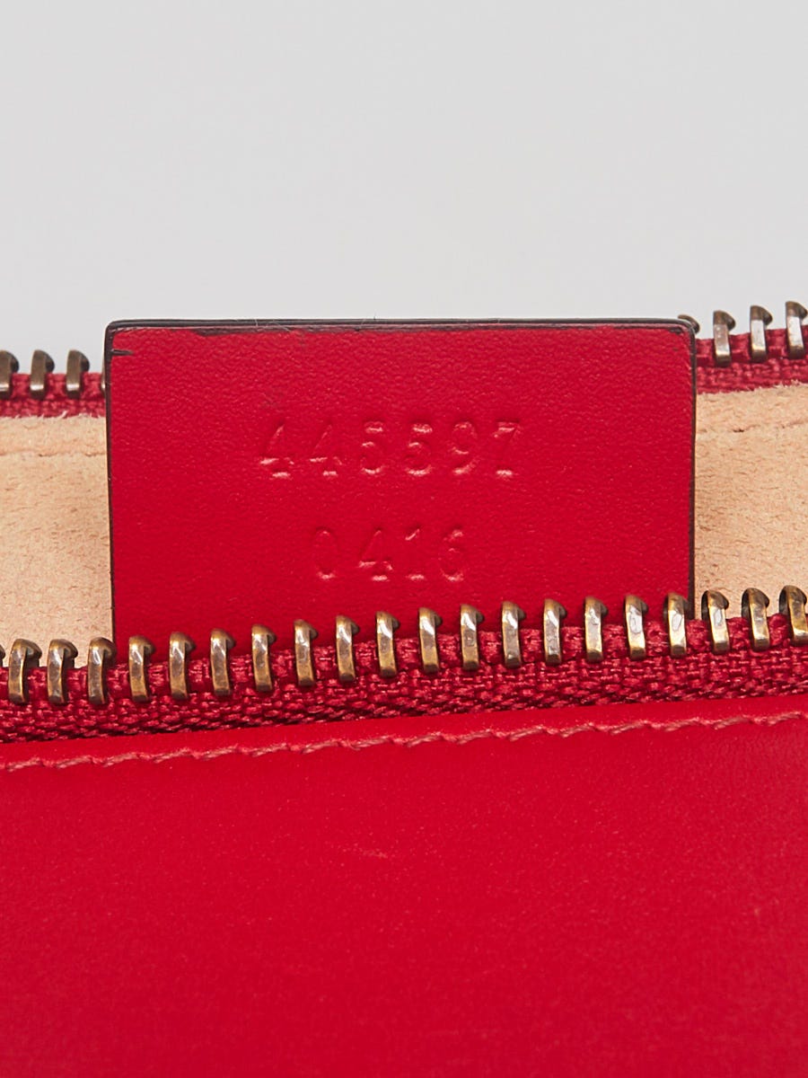 Gucci Red Leather Ghost Diamond Print Pouch Clutch Bag | Yoogi's