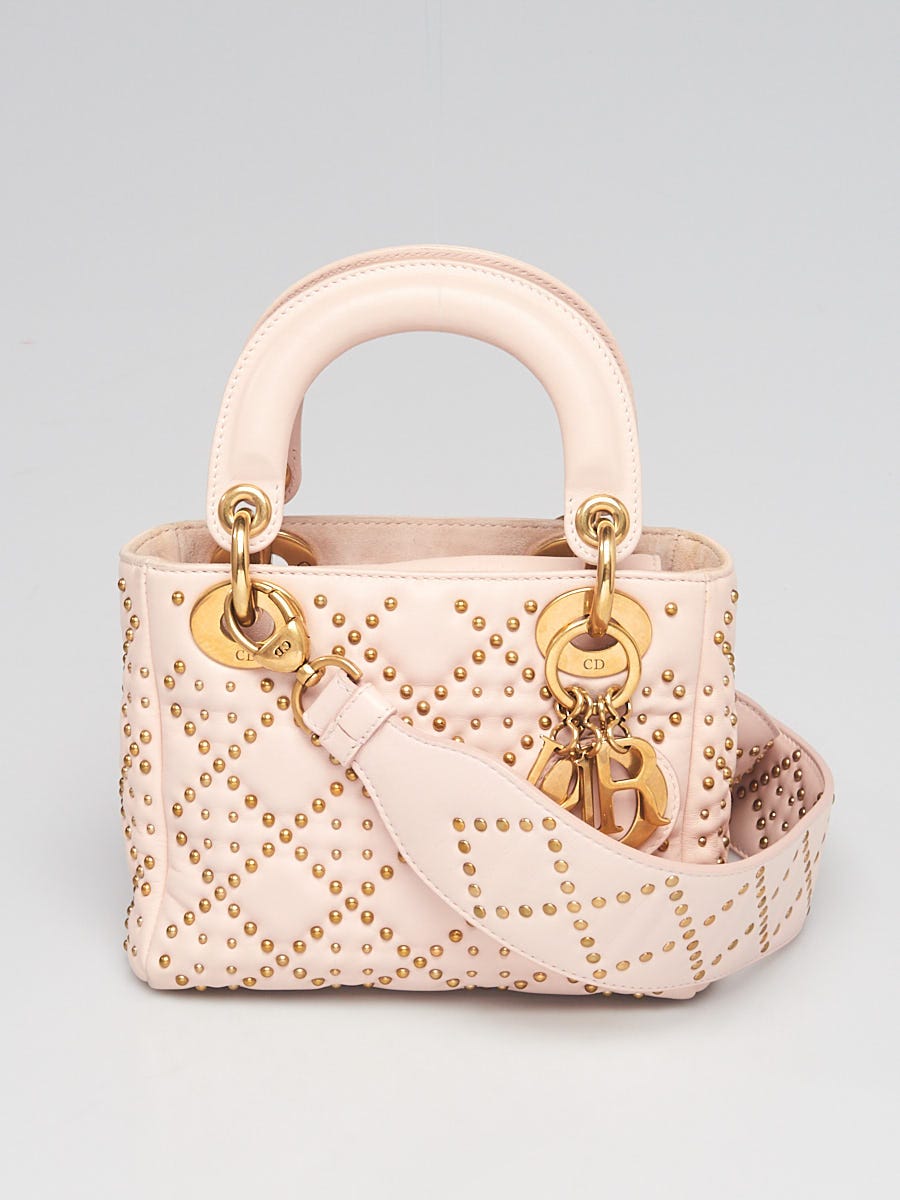 Christian Dior Pink Studded Leather Mini Lady Dior Bag