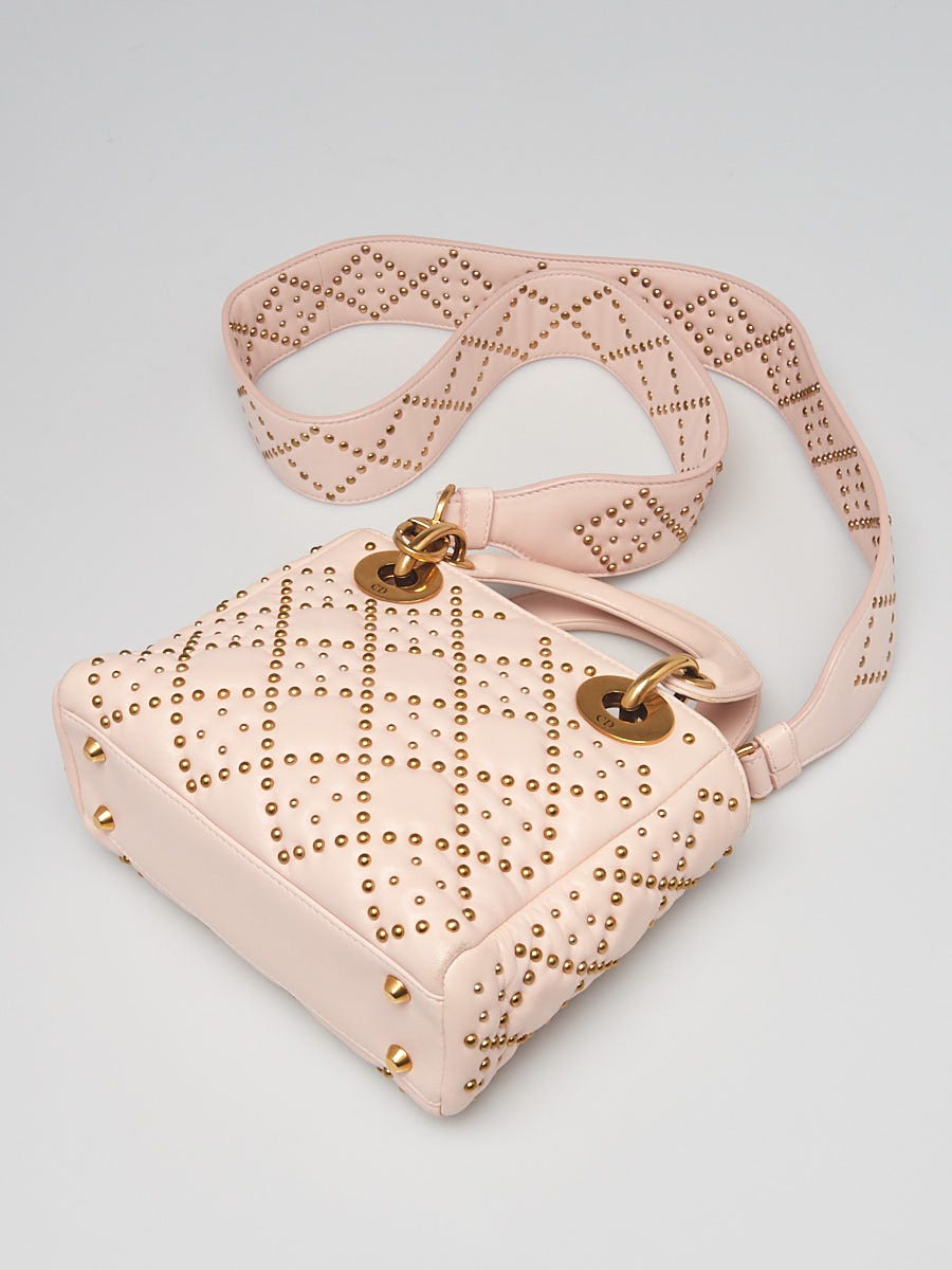 Christian Dior Pink Studded Leather Mini Lady Dior Bag