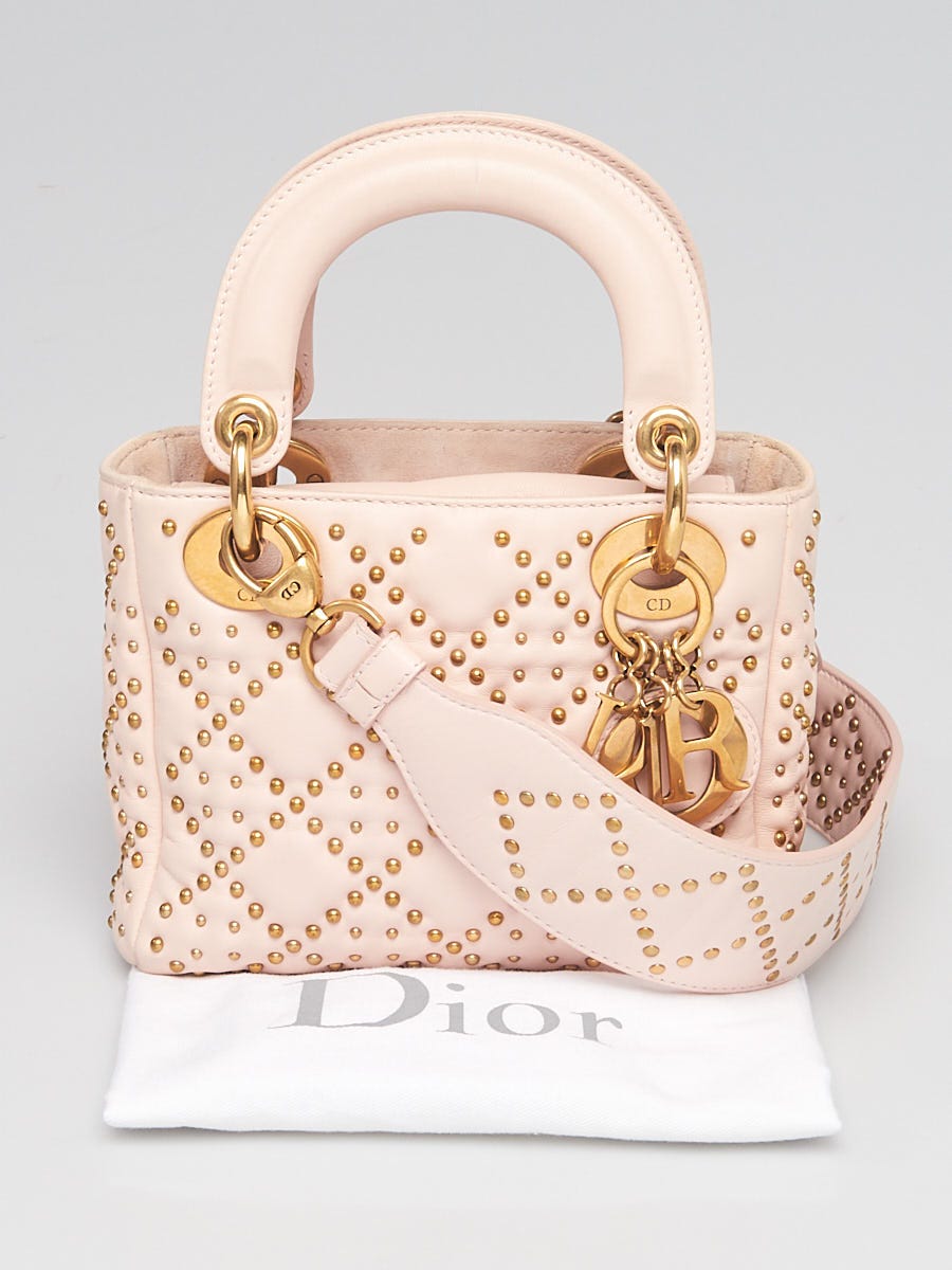 Christian Dior Pink Studded Leather Mini Lady Dior Bag