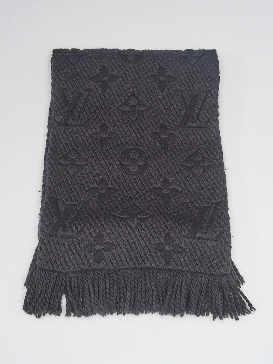 Louis Vuitton Anthracite Wool/Silk Logomania Shine Scarf - Yoogi's