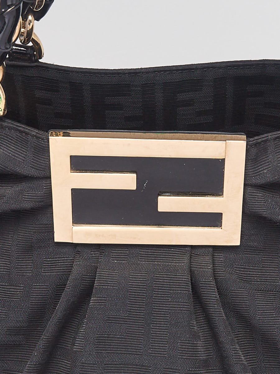 Fendi Zucca Logo Canvas Shoulder Bag Black