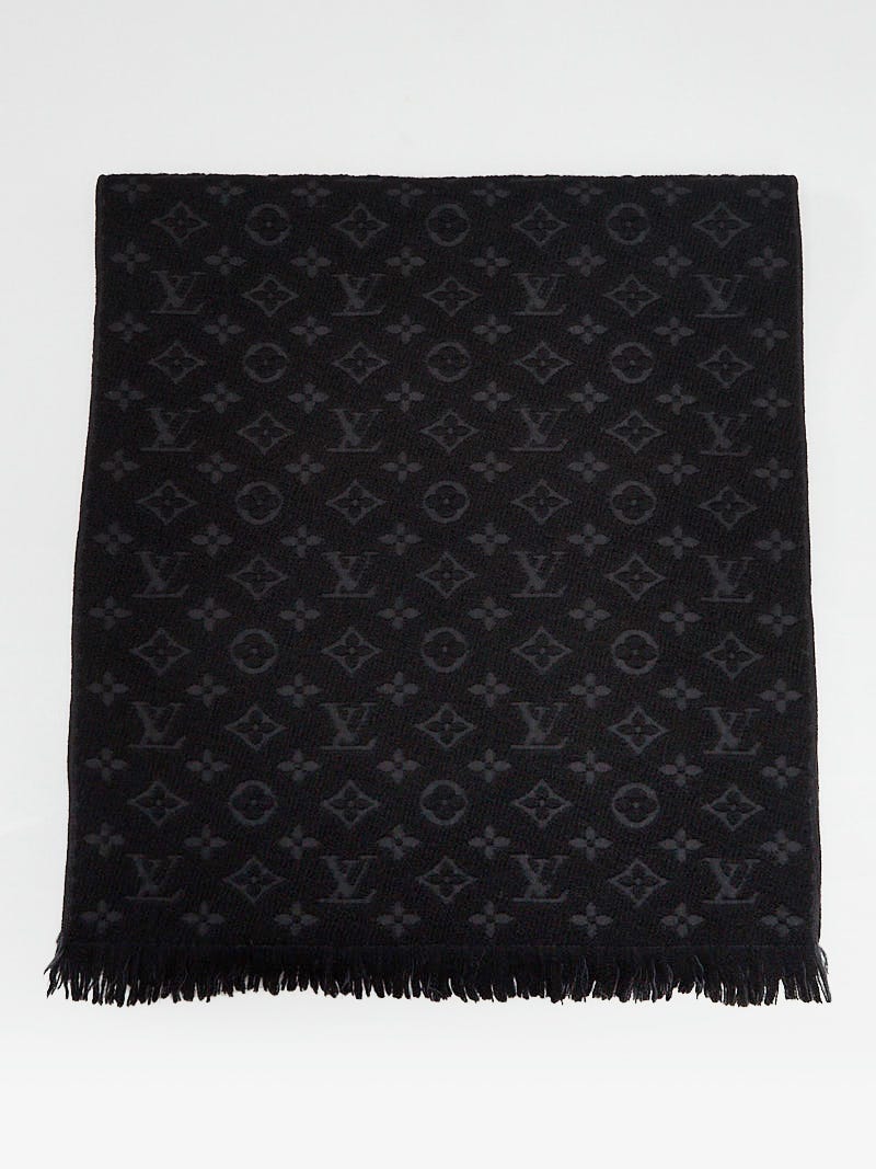 Louis Vuitton Black Wool Monogram Classic Scarf Shawl - Yoogi's Closet