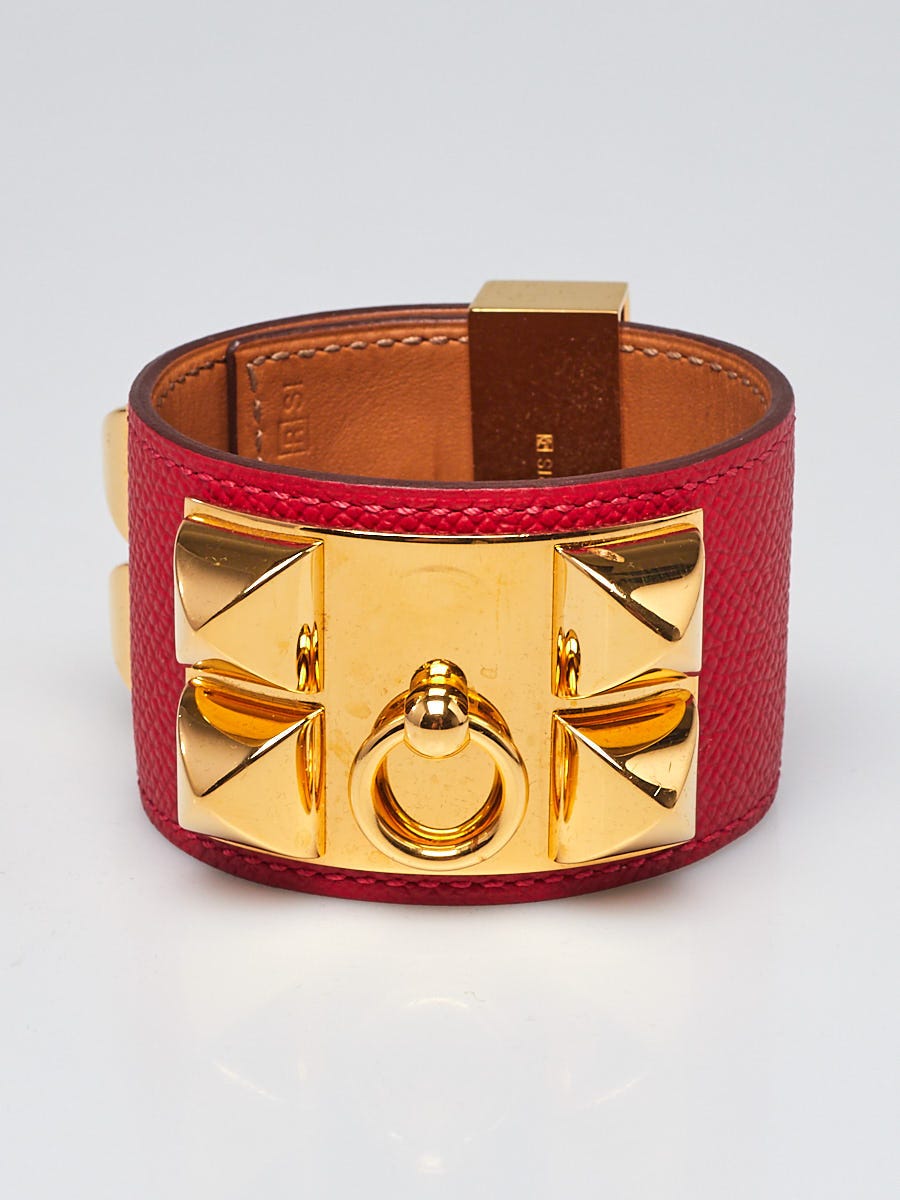 Hermes Rouge Casaque Epsom Leather Gold Plated Collier de Chien