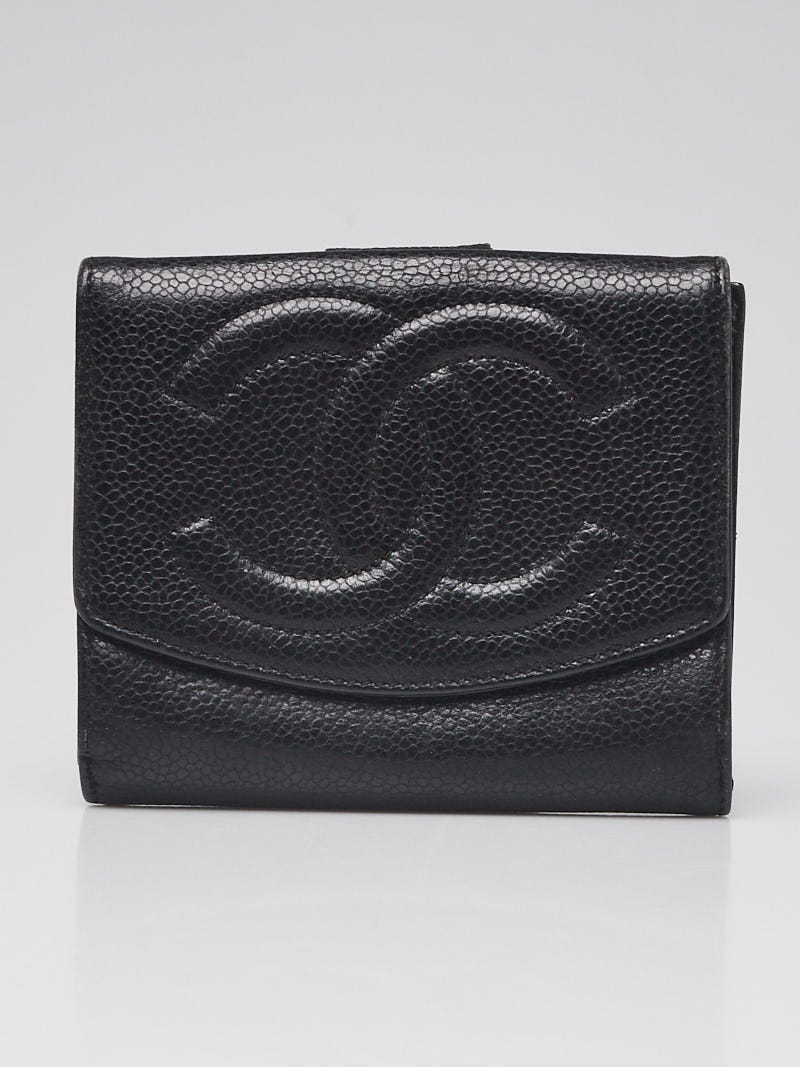 Authentic Chanel vintage timeless bifold wallet caviar compact w
