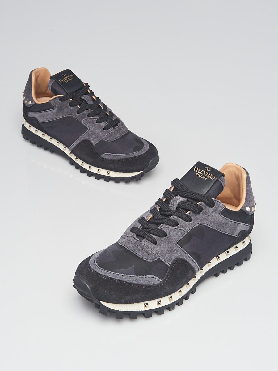 etisk Klasseværelse Ubetydelig Valentino Black/Grey Suede Camo Print Rockstud Spike Sneakers Size 6/36.5 -  Yoogi's Closet