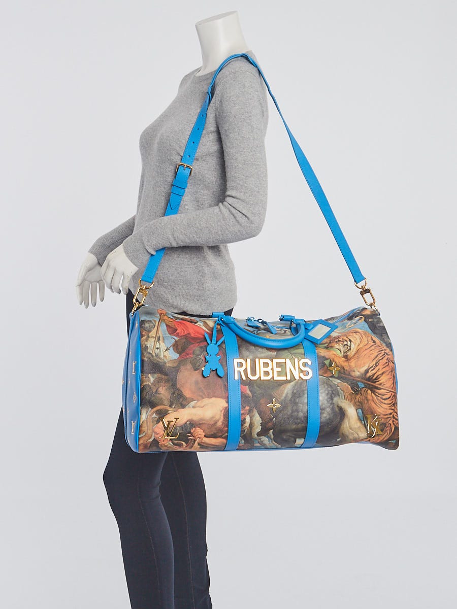 Louis Vuitton x Jeff Koons Keepall Bandouliere Peter Paul Rubens Masters 50  Blue Multicolor in Coated Canvas with Brass