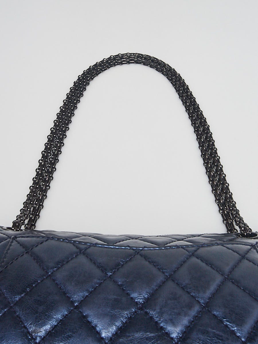 Chanel limited 2.55 Reissue 226 Dbl Flap Bag Blue Dark blue Leather Tweed  ref.193438 - Joli Closet