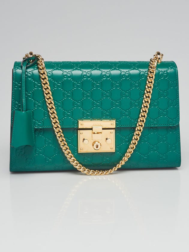Gucci Green Guccissima Leather Padlock Medium Shoulder Bag