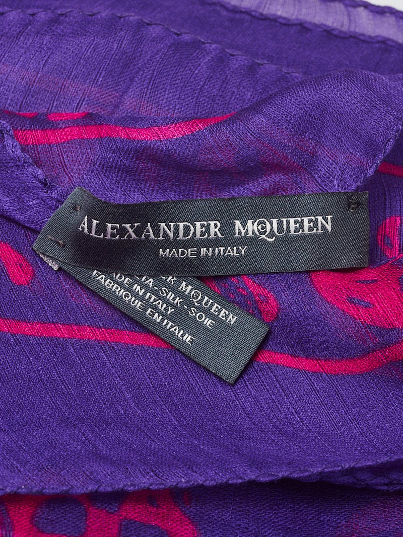 ALEXANDER McQUEEN シルク　ストール　トランプ　スカル　パープル ALEXANDER McQUEEN シルク ストール トランプ スカル パープル