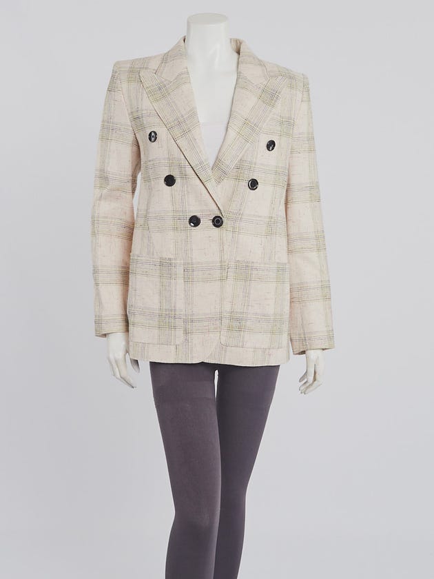 Isabel Marant Ecru Linen-Blend Knit Lenora Blazer Jacket Size 4/36
