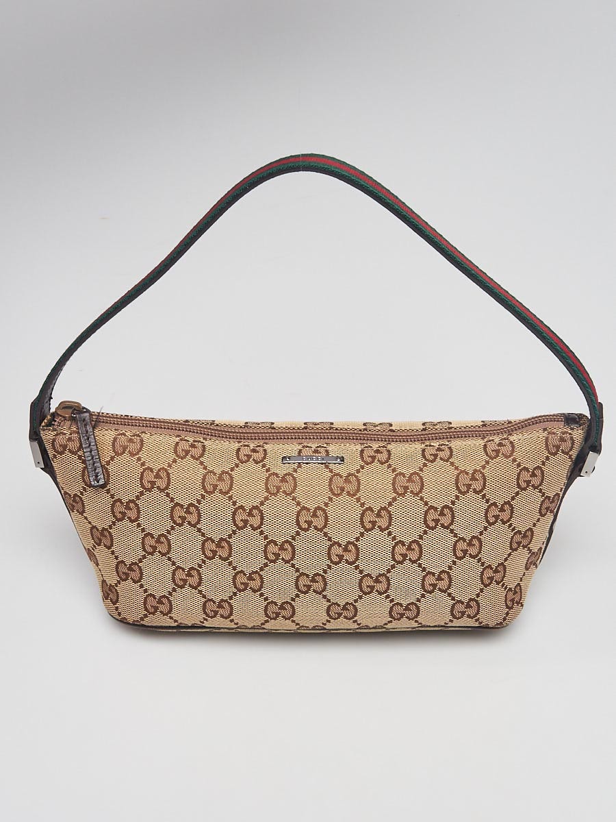 Vintage Gucci Boat Pochette Bag Small Leather Trim Purse Handbag