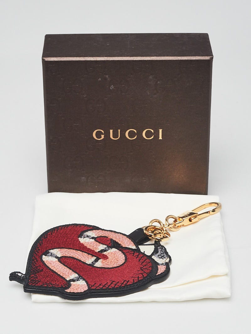 Gucci Pink/Red Embroidered Heart and Snake Chain and Bag Charm