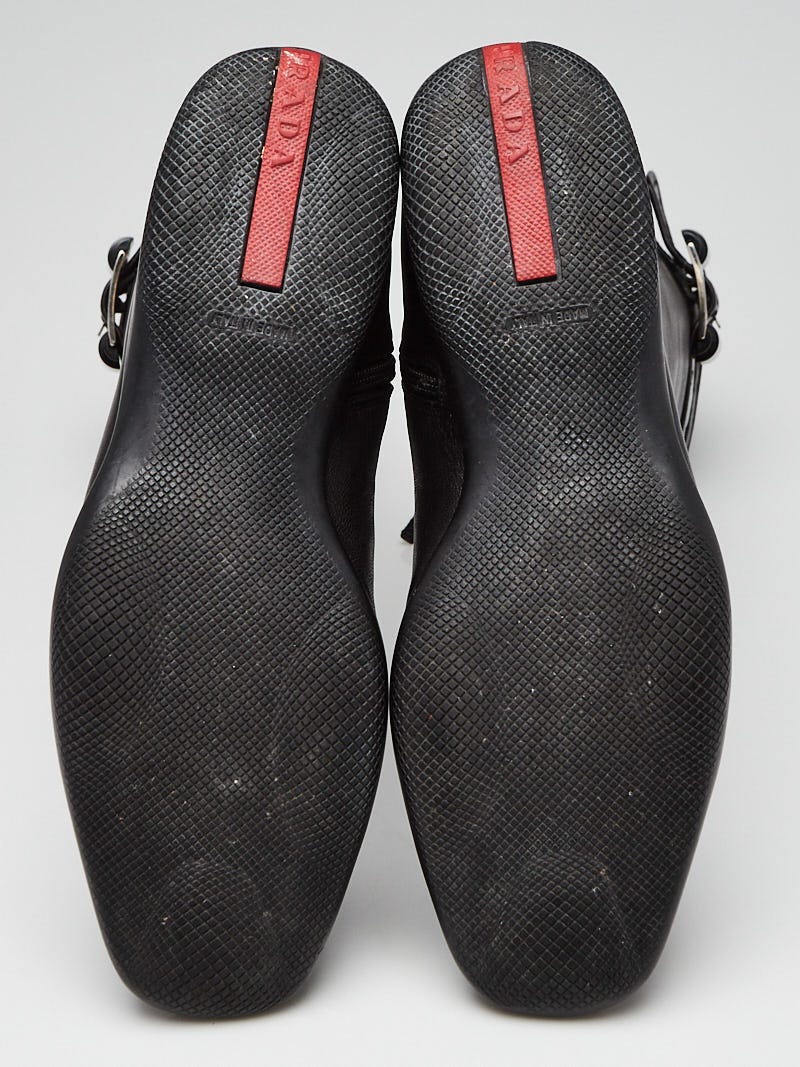 Prada Black Leather Buckle Flat Boots Size 6.5/37 | Yoogi's Prada Black Leather Buckle Flat Boots Size 6.5/37 | Yoogi's