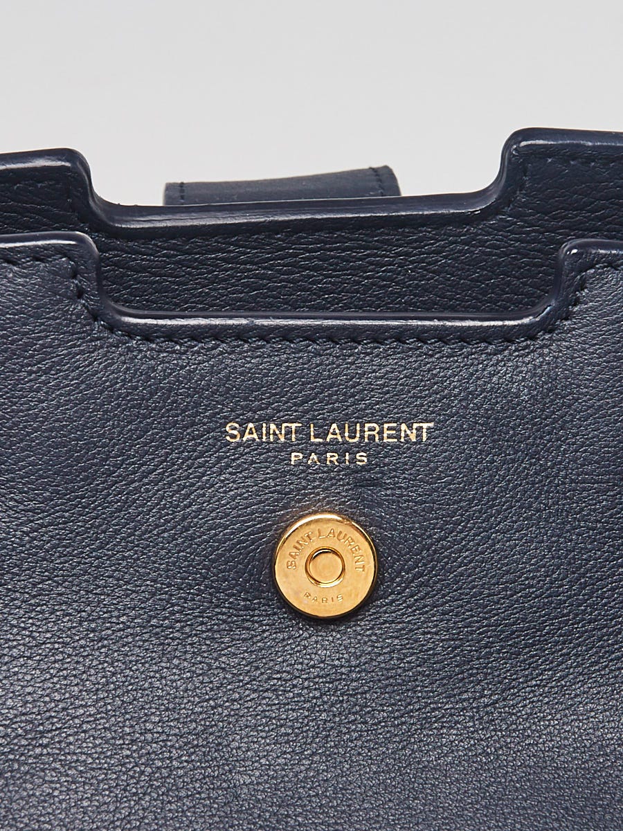 Yves Saint Laurent Blue Leather/Suede Downtown Cabas Small Tote Bag -  Yoogi's Closet