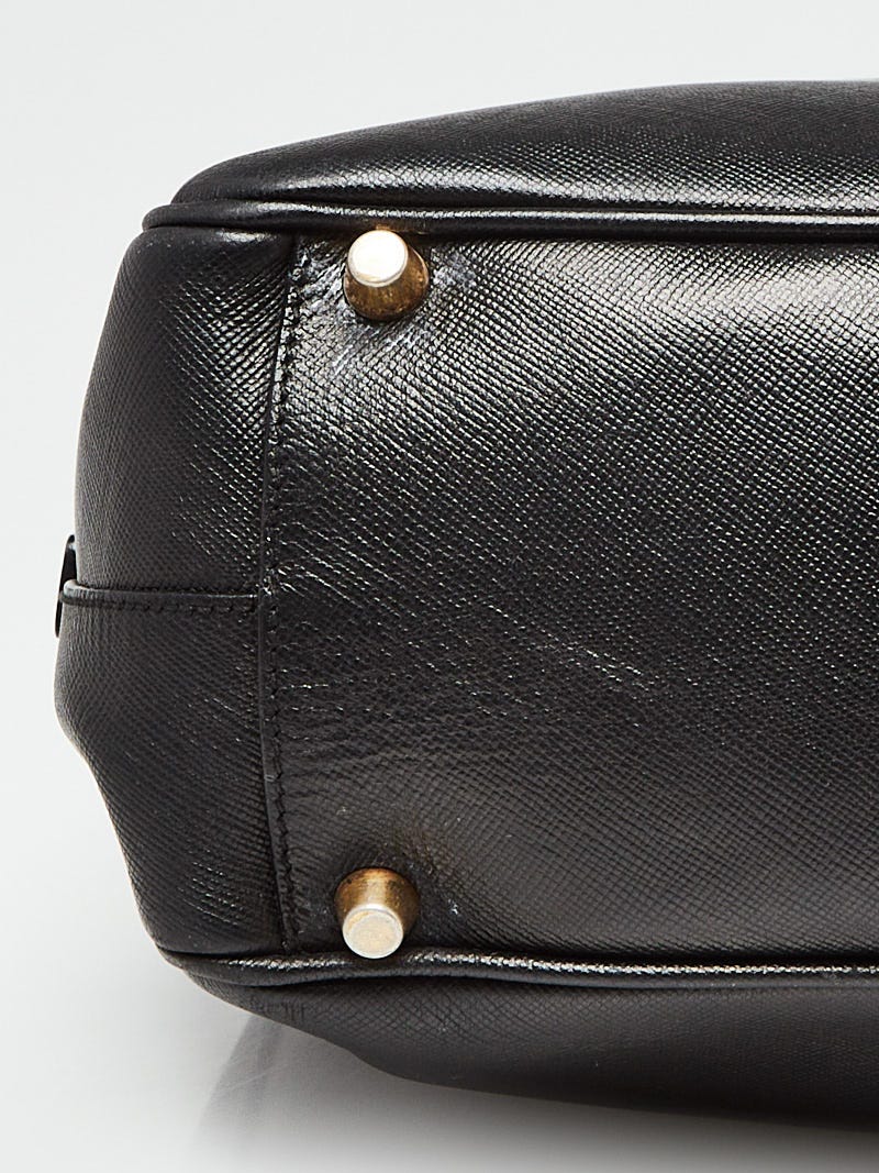 Prada Black Saffiano Leather Bauletto Top Handle Bag at 1stDibs