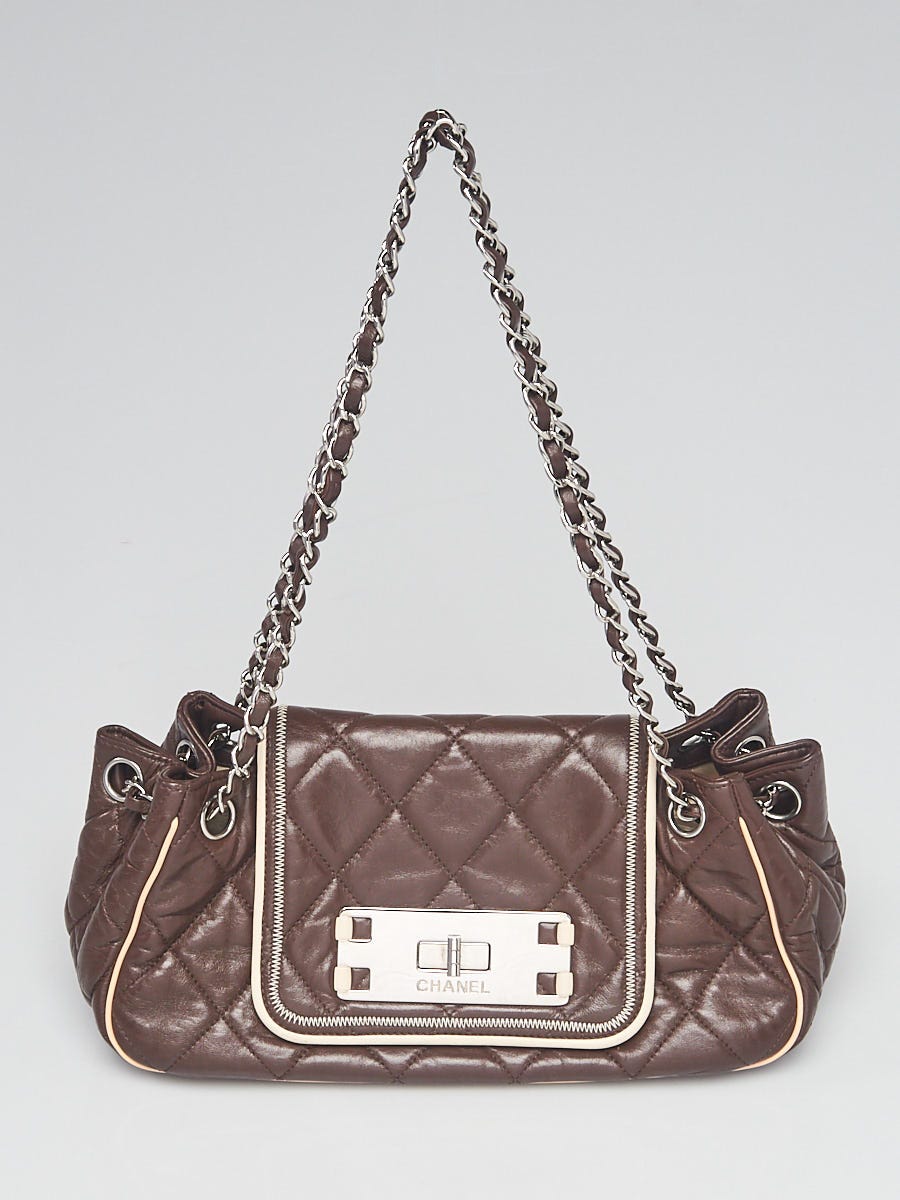 Chanel Brown Quilted Lambskin Leather East/West Accordion