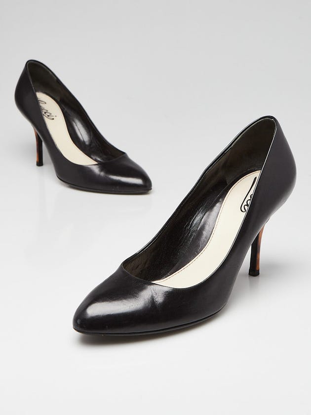 Gucci Black Leather and Tortoise Shell Print Pumps Size 6/36.5