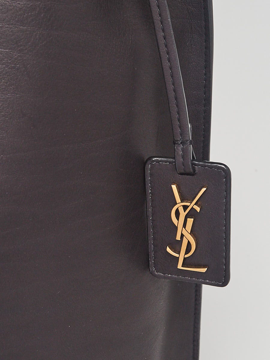 Yves Saint Laurent Black Calfskin Leather Tag Hobo Bag