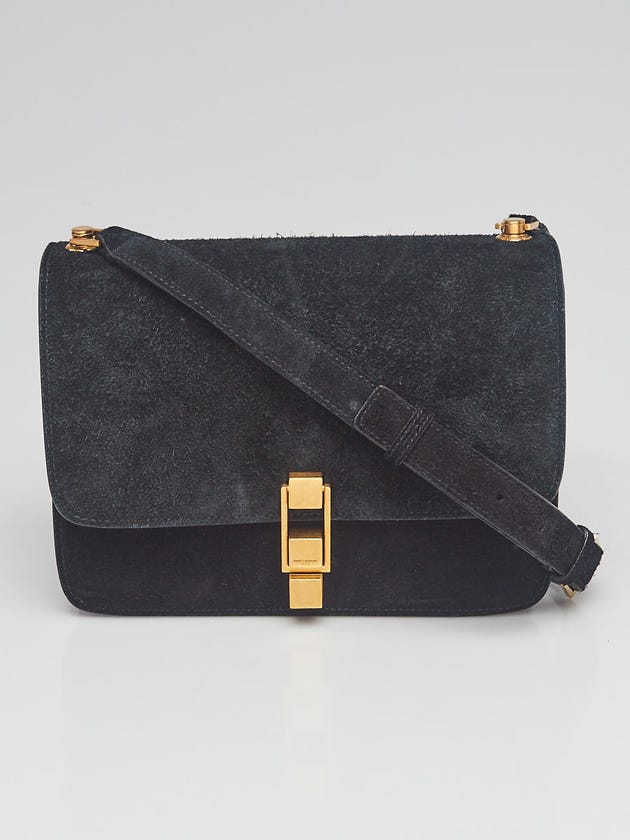 Yves Saint Laurent Black Suede Carre Satchel Crossbody Bag