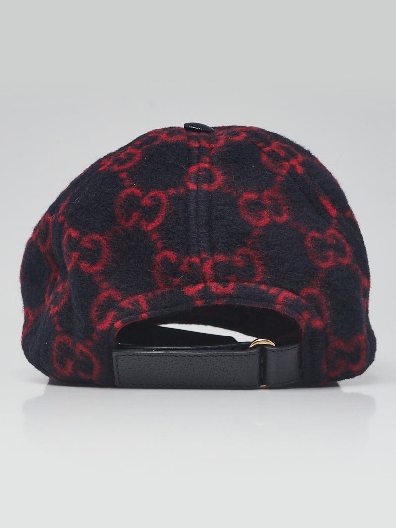 Gucci Black/Red Guccissima Wool Baseball Hat Size S  display picture 2