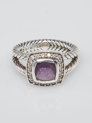 David Yurman 7mm Amethyst with Diamonds and Sterling Silver Albion