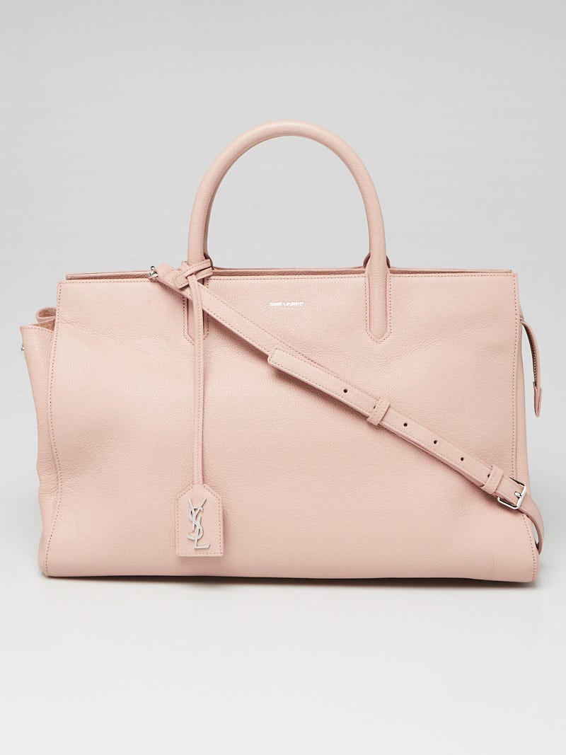 Yves Saint Laurent Pink Grained Calfskin Leather Cabas Rive Gauche