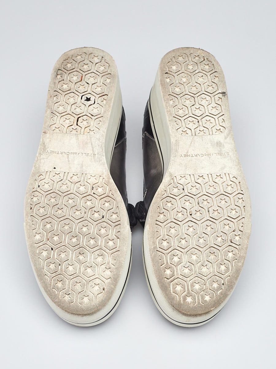 Stella McCartney Silver Faux Leather Star Platform Sneakers Size 5.5/36