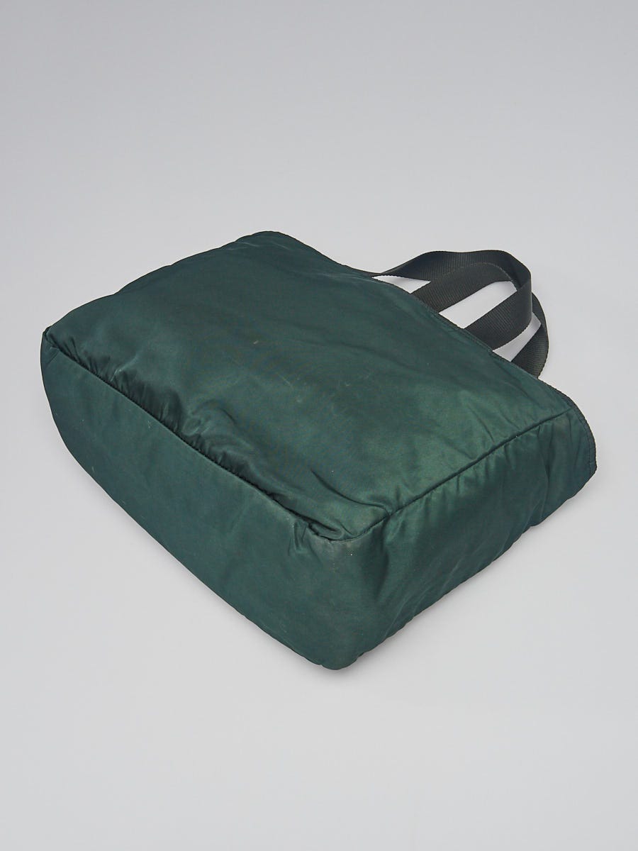 Prada Green Vela Nylon Double Handle Tote Bag