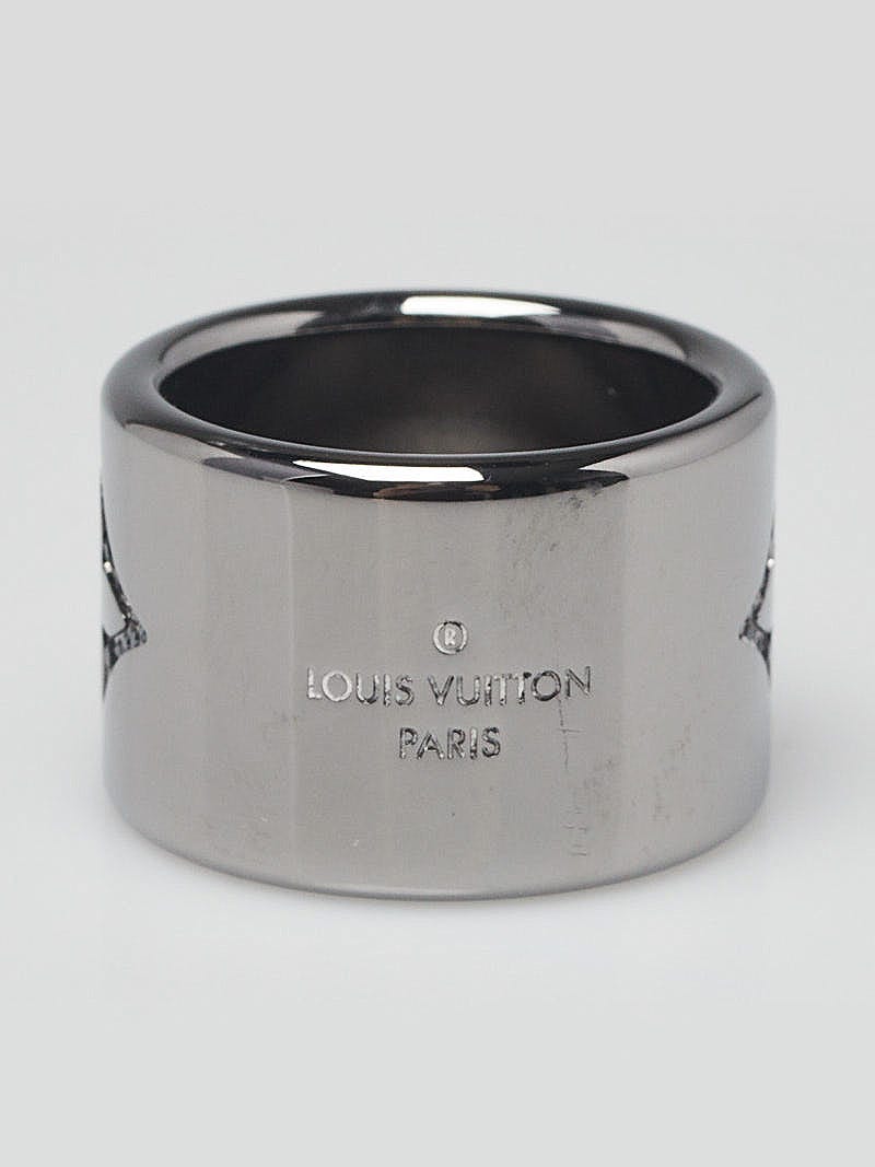Louis Vuitton Gunmetal Monogram Strass Crystal Wide Ring Size M/9.5 -  Yoogi's Closet