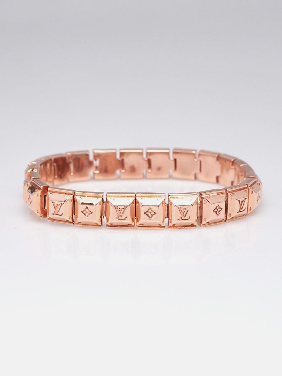 Louis Vuitton Pink Goldtone Metal Nanogram Cuff Bracelet - Yoogi's Closet