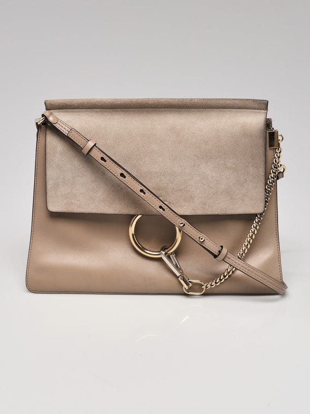 Chloe Motty Grey Leather/Suede Faye Medium Shoulder Bag
