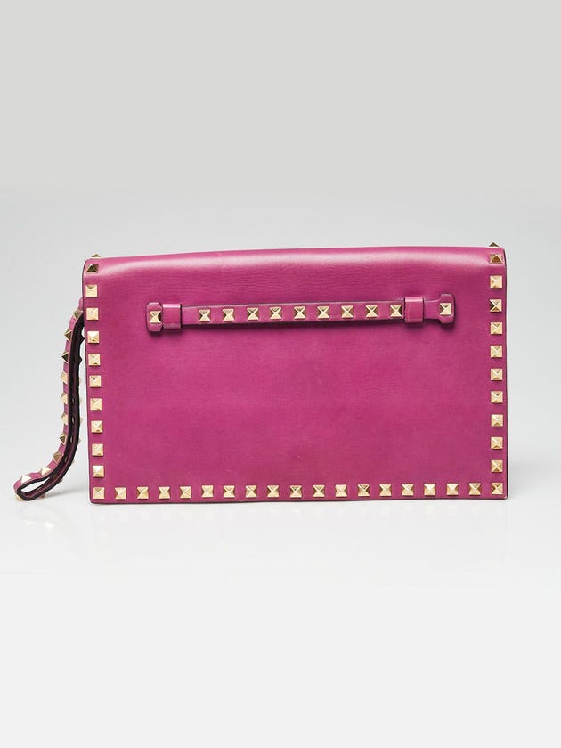 Valentino Purple Lambskin Leather Rockstud Clutch Bag