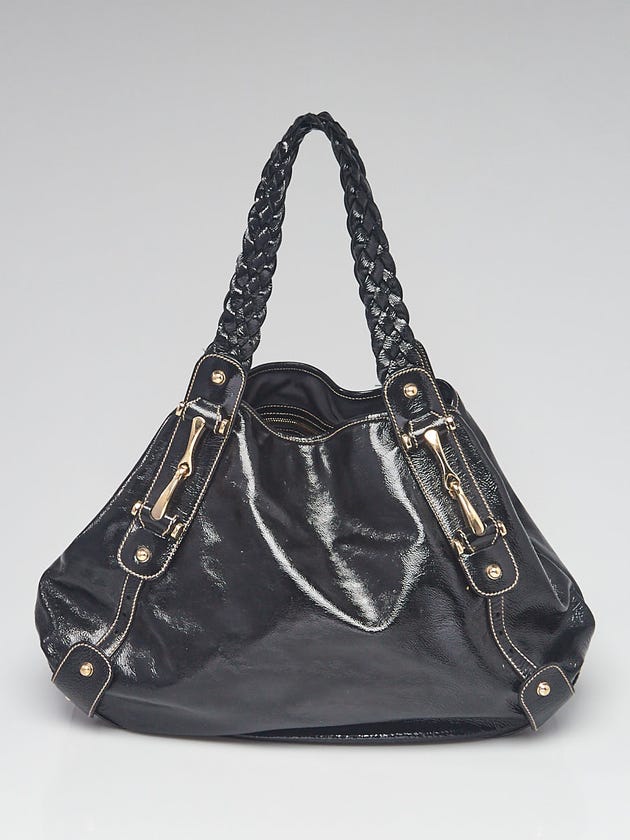 Gucci Black Patent Leather Medium Pelham Shoulder Bag
