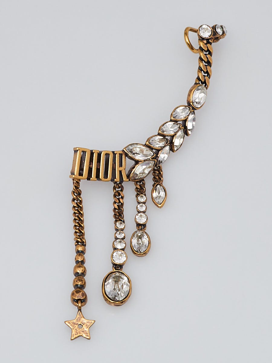 Christian Dior Goldtone Metal and Crystal Dio-r-Evolution