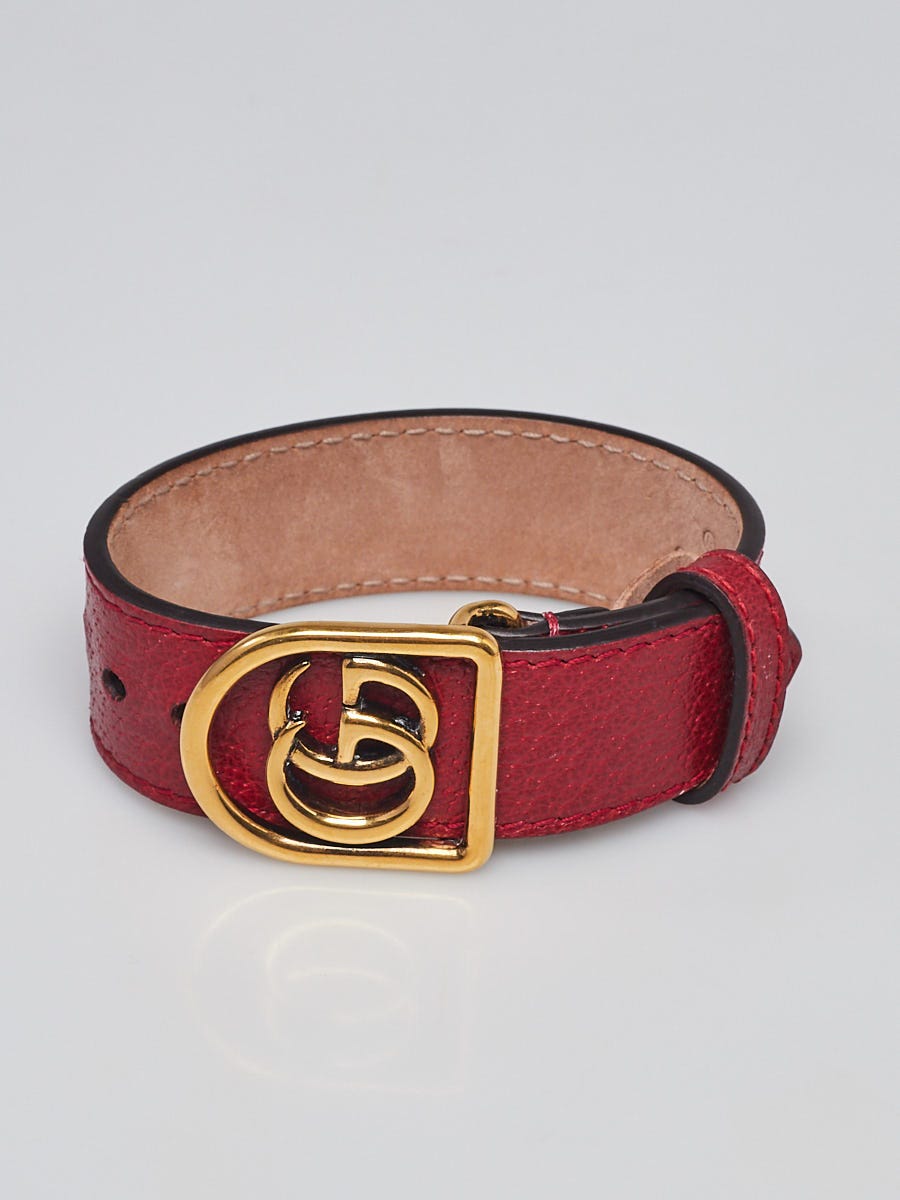 Gucci leather bracelet discount with double g