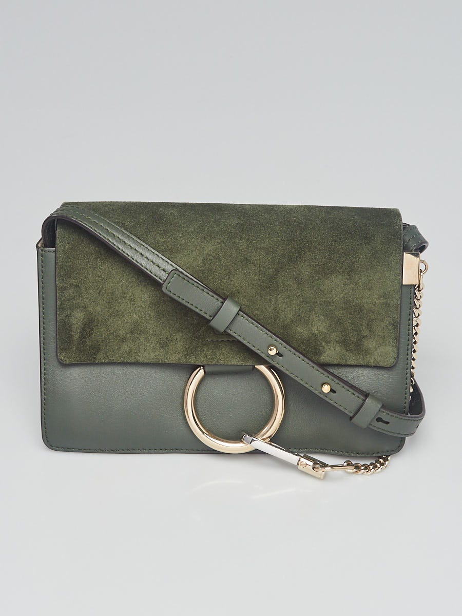 Chloe Green Leather/Suede Small Faye Crossbody Bag | Yoogi's Closet