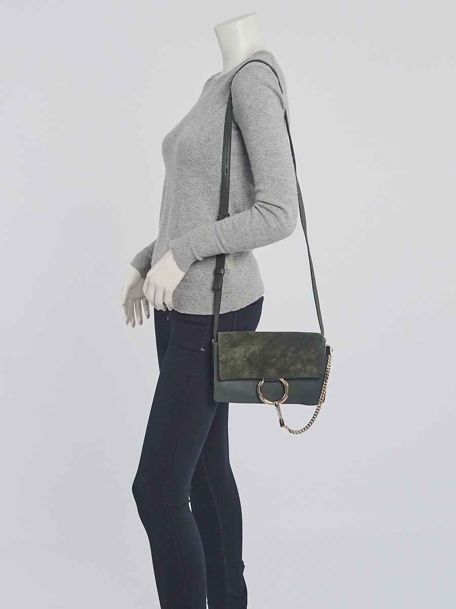 Chloe Green Leather/Suede Small Faye Crossbody Bag | Yoogi's Closet
