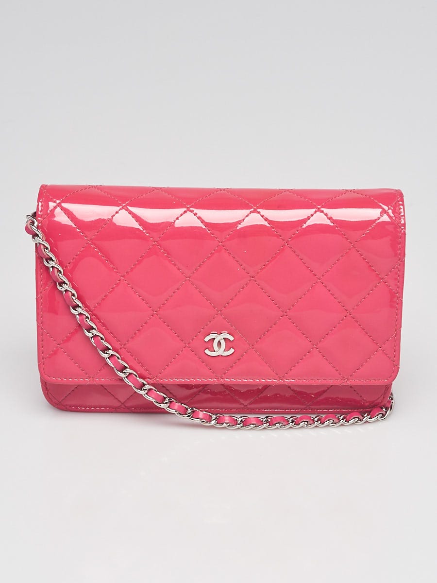 Chanel Pink Quilted Patent Leather Classic WOC Clutch Bag - Yoogi's Closet
