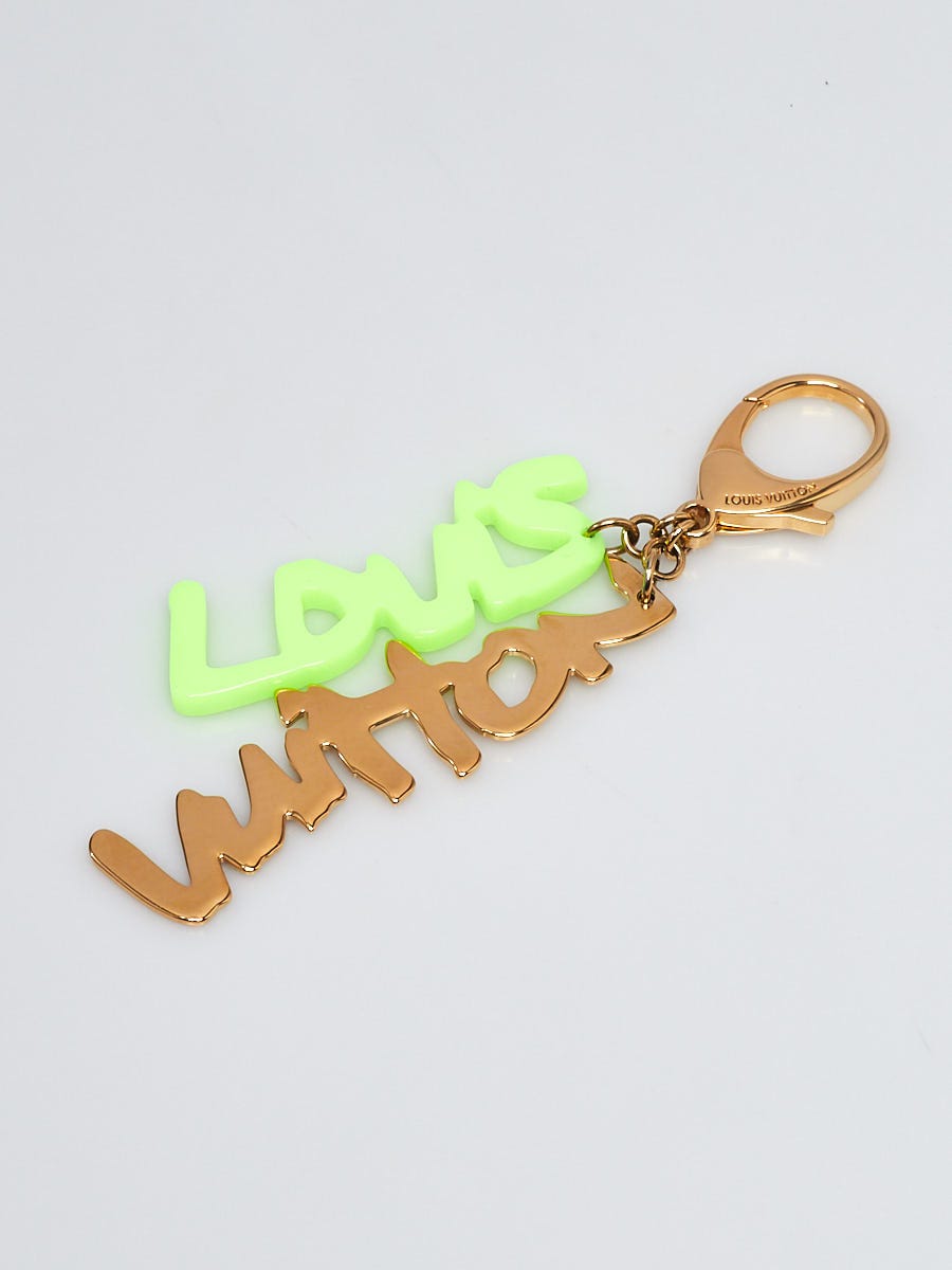 LOUIS VUITTON neon pink and gold STEPHEN SPROUSE GRAFFITI Keyring Keychain