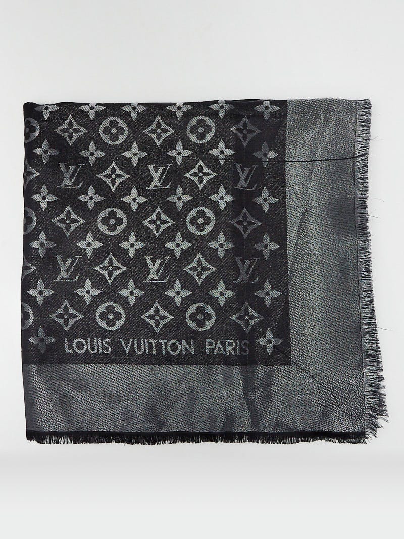 LOUIS VUITTON Monogram Classic Scarf Light Grey Wool