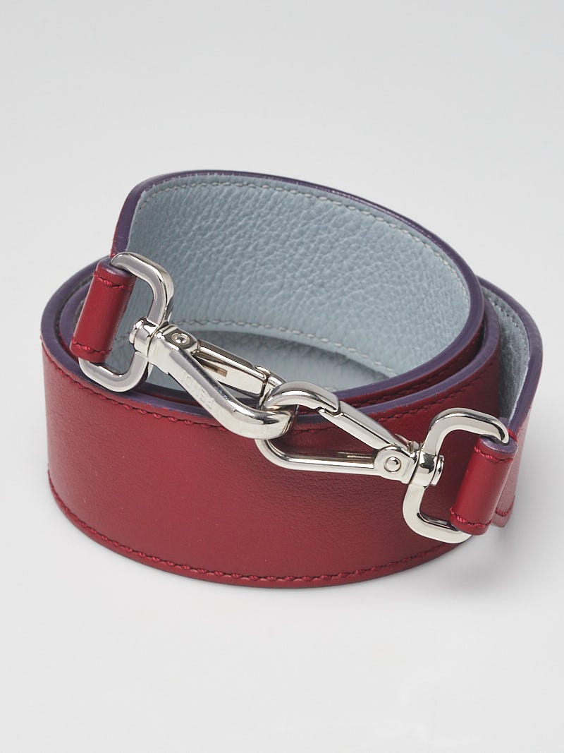 Fendi Red/Light Blue Grained Leather You Shoulder Strap - Yoogi's Closet