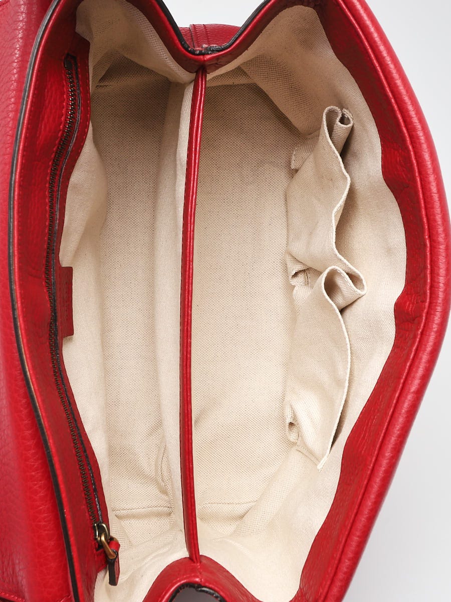 Gucci Red Pebbled Leather Marmont Medium Shoulder Bag | Yoogi's Closet
