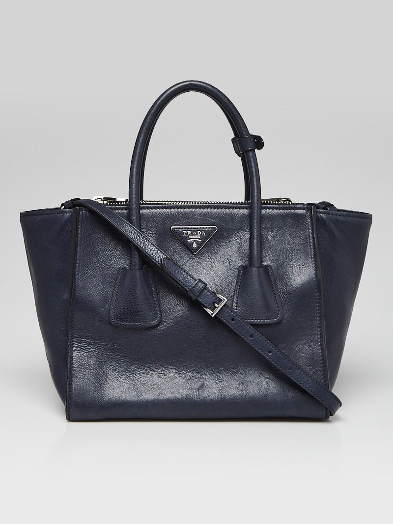 Prada Baltico Glace Calfskin Leather Twin Pocket Double Handle