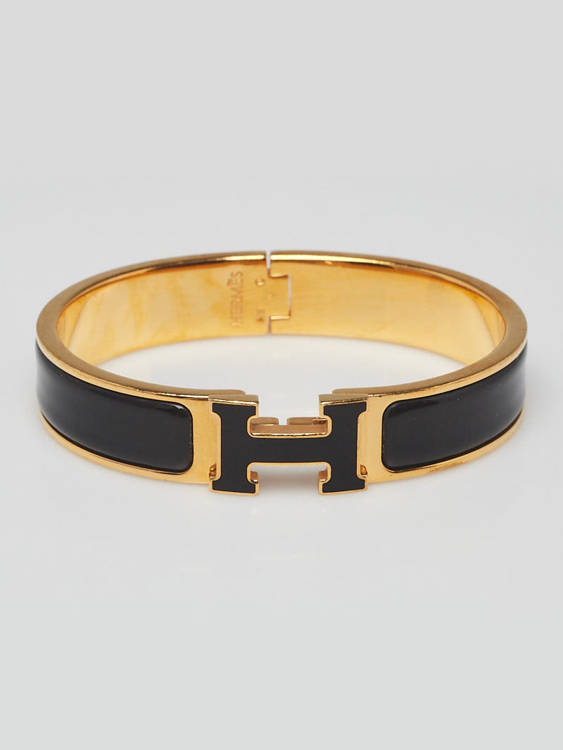 Hermes, Jewelry, Hermes Clic H Bracelet Black Gold Size Pm