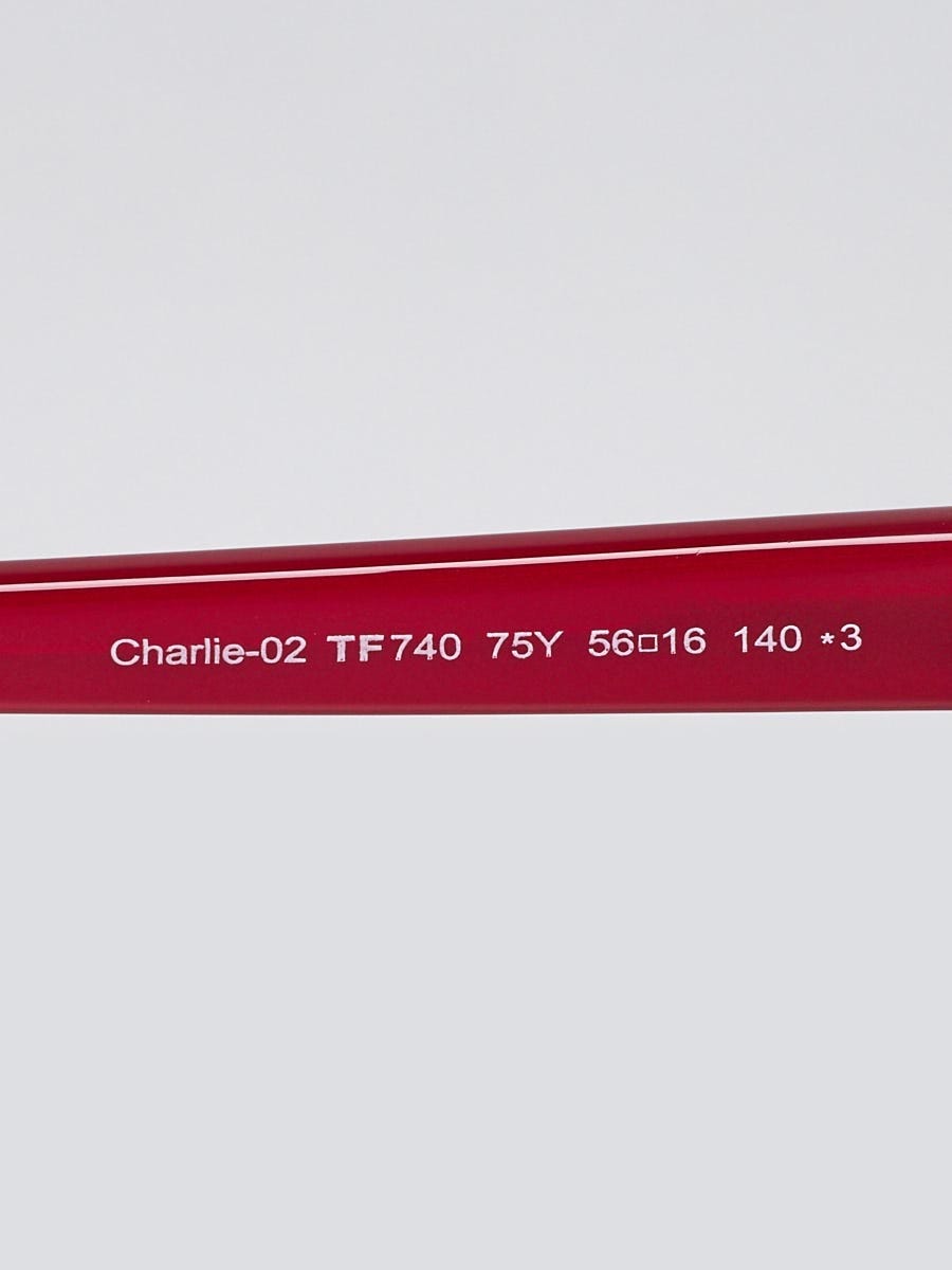 Tom Ford Red Acetate Cat Eye Frame Charlie 02 Sunglasses- TF740