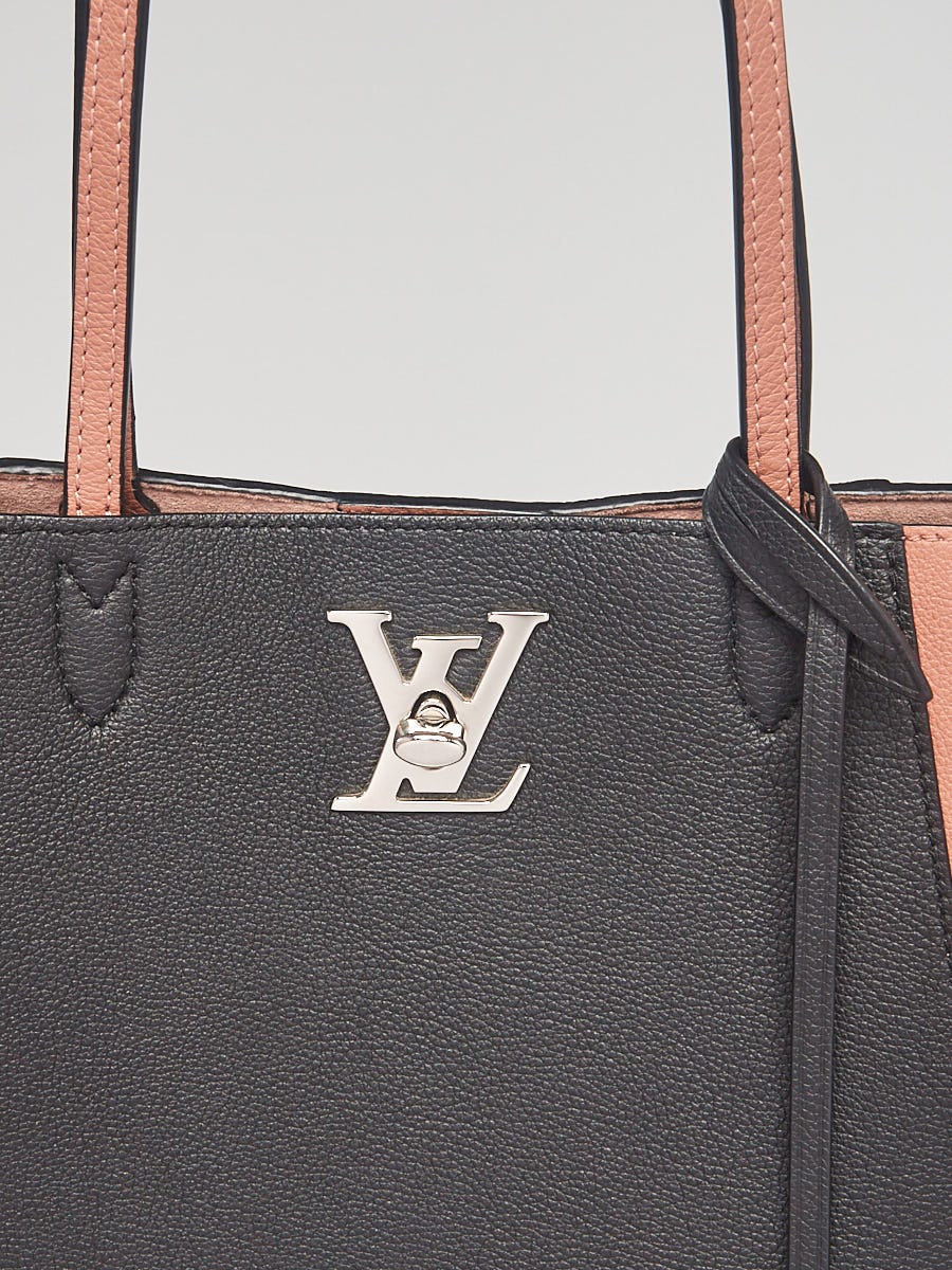 Louis Vuitton Beige/Black Leather Lockme Cabas Tote Bag - Yoogi's