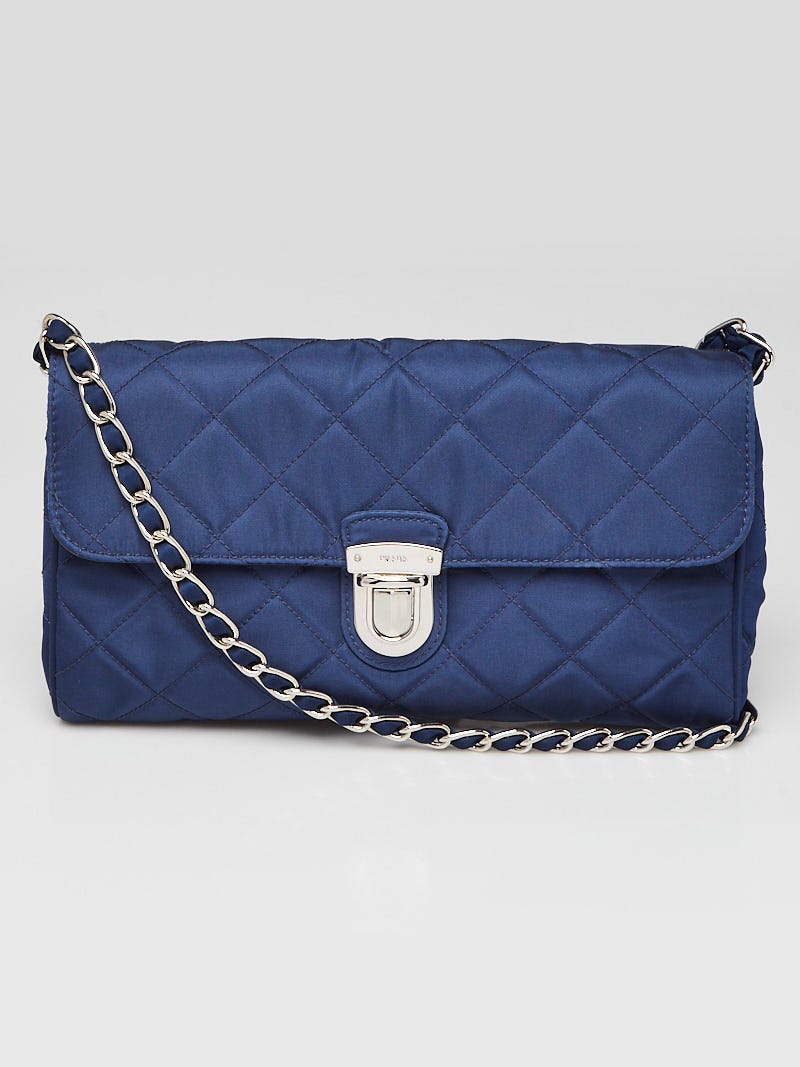 Prada Royal Blue Tessuto Pattina Quilted Nylon Leather Chain Shoulder Bag  BP0584: Buy Online at Best Price in UAE 