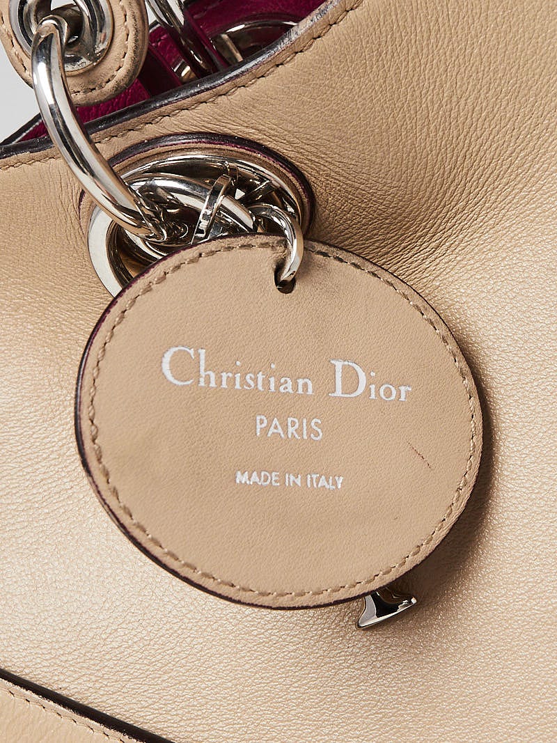 Christian Dior Beige Leather Large Diorissimo Tote Bag