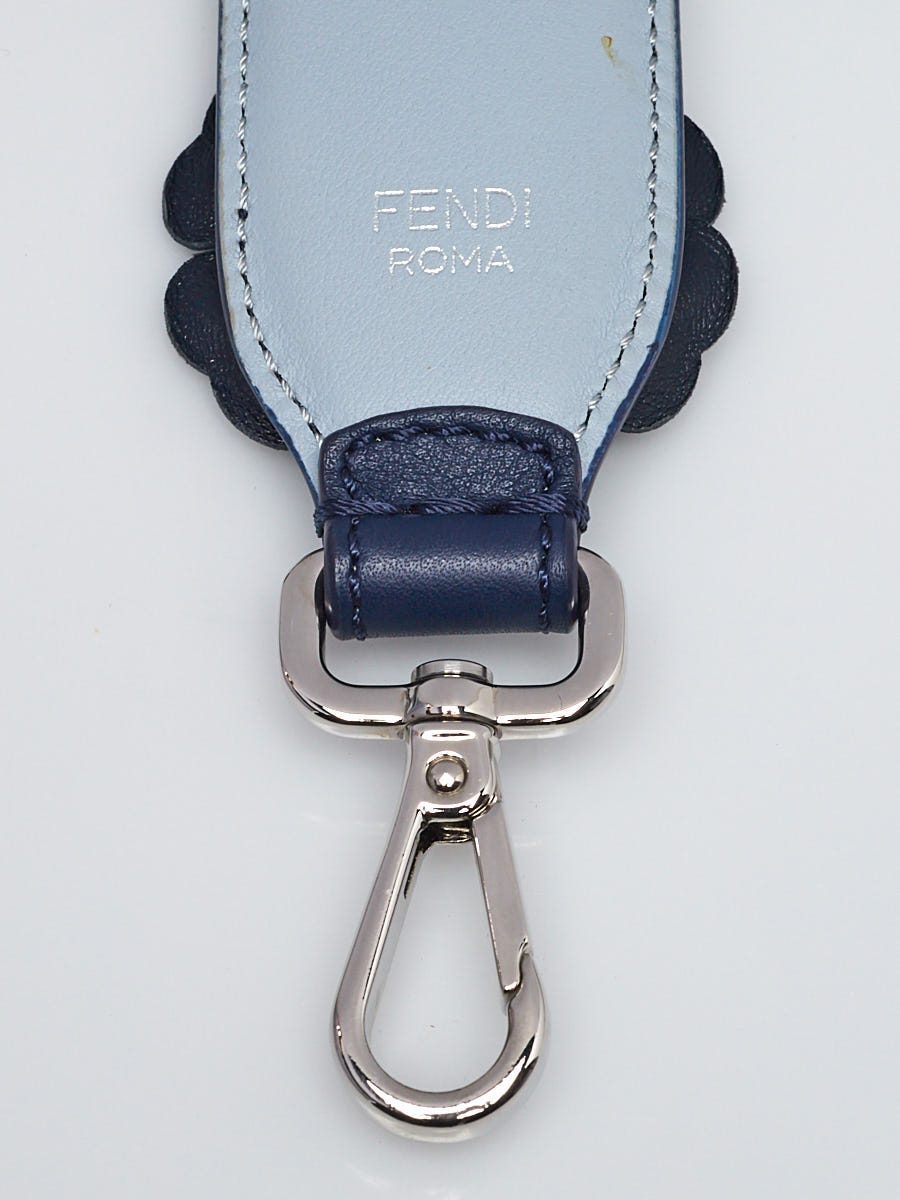 Fendi Red/Light Blue Grained Leather You Shoulder Strap - Yoogi's Closet